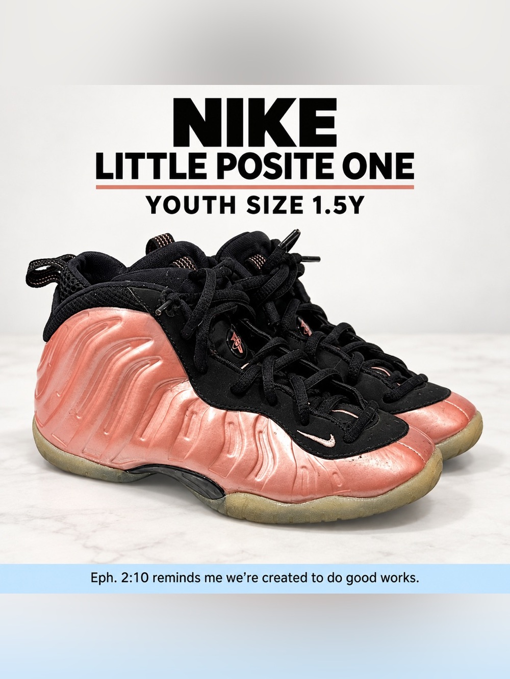 Nike Little Posite One Rust Pink Sneakers Youth Size 1.5Y
